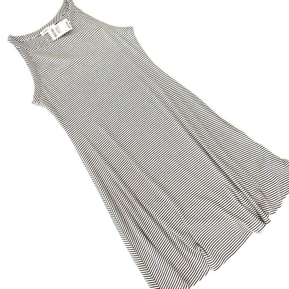 NWT Monteau Black & White Striped Rib Knit MIDI Dress Size Medium - Picture 4 of 6